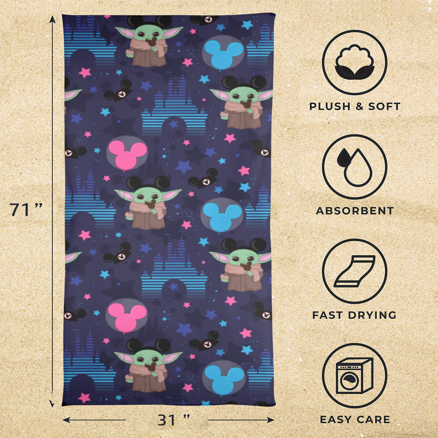 Baby Yoda Beach Towel