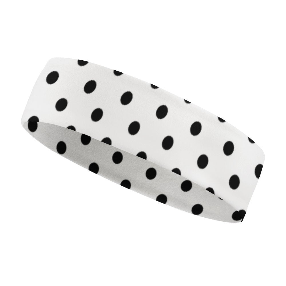 White With Black Polka Dots Sports Sweat Headband