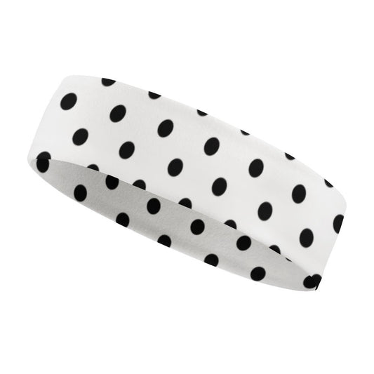 White With Black Polka Dots Sports Sweat Headband