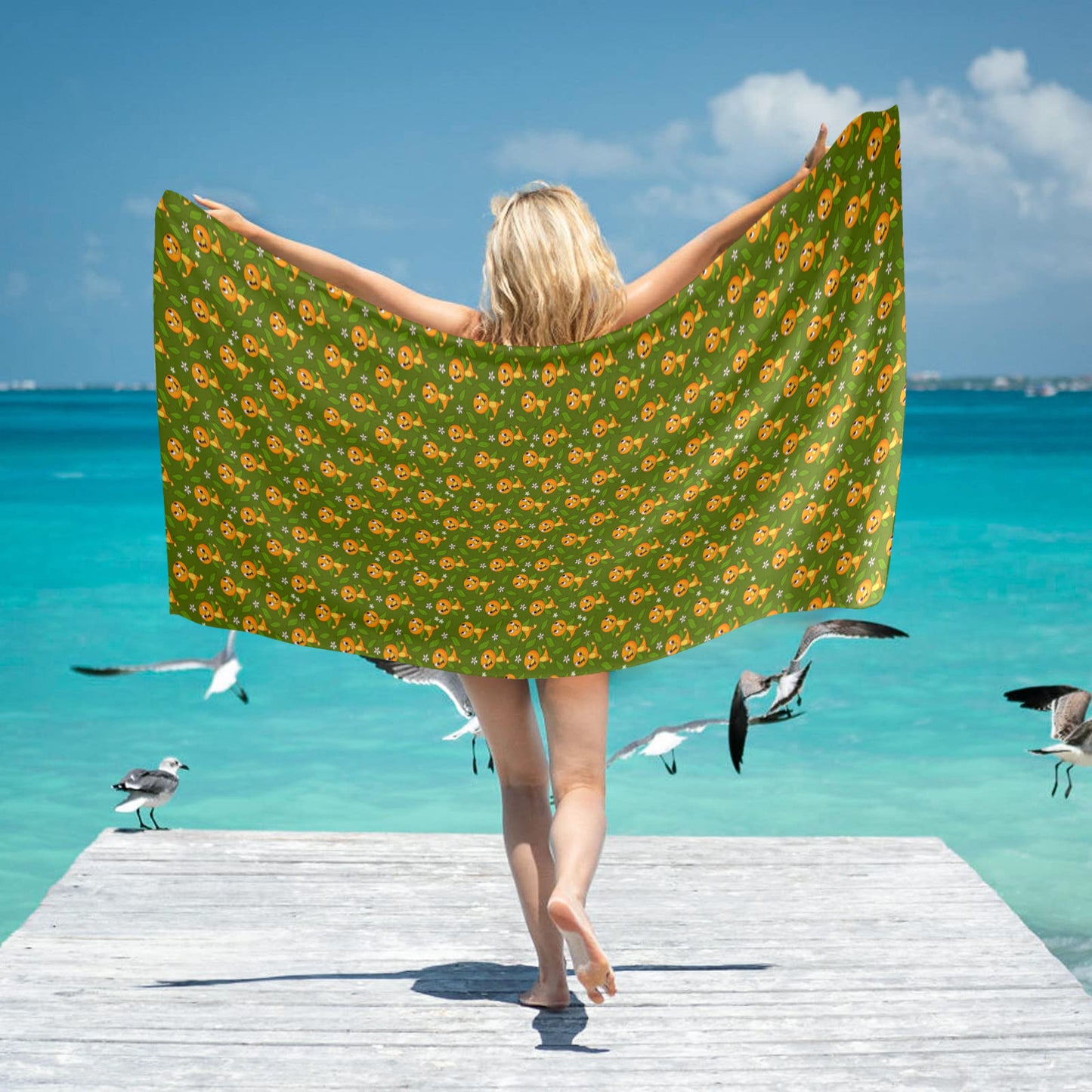 Orange Bird Beach Towel