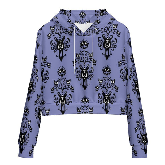 Haunted Mansion Wallpaper Women's Cropped Hoodie