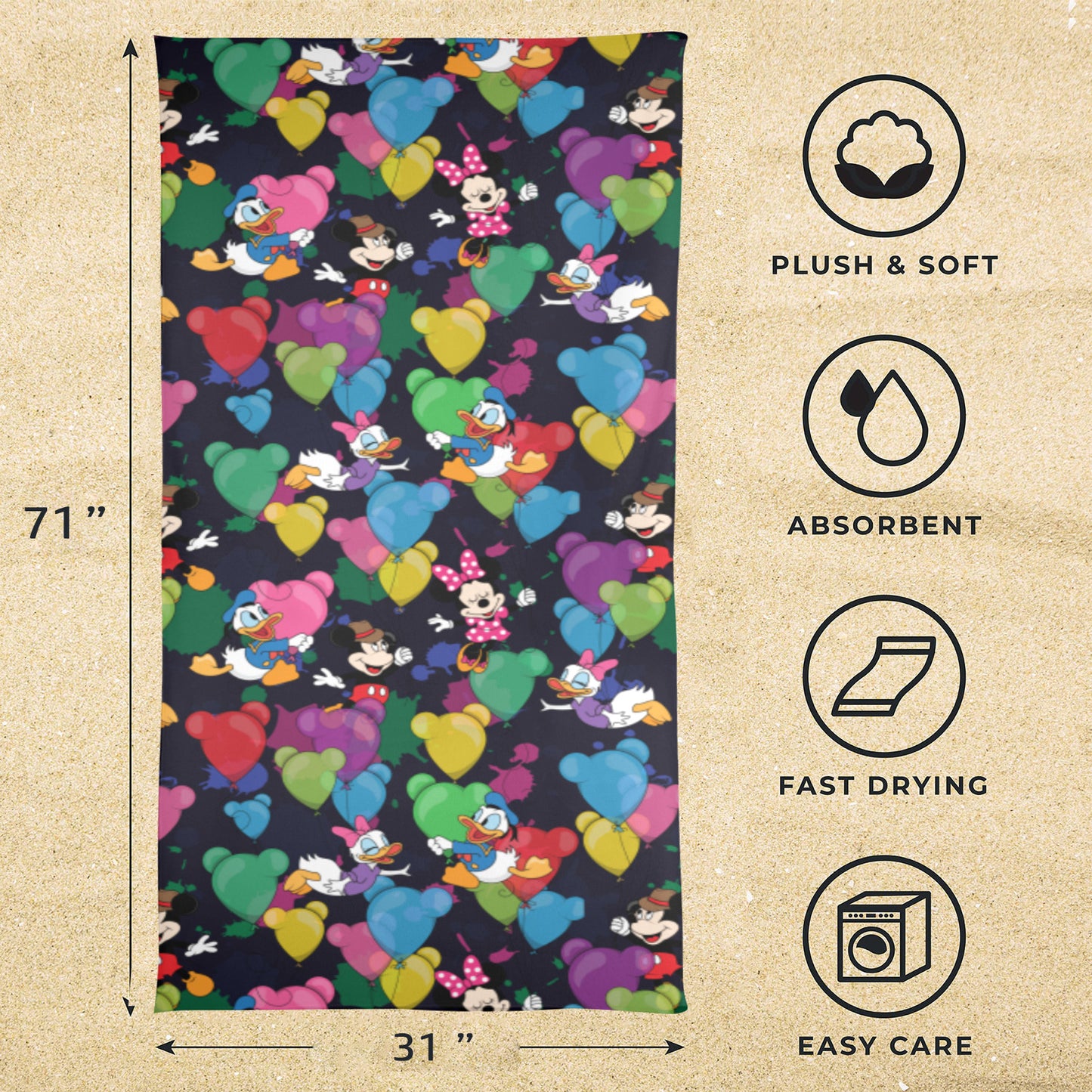 Character Balloons Beach Towel