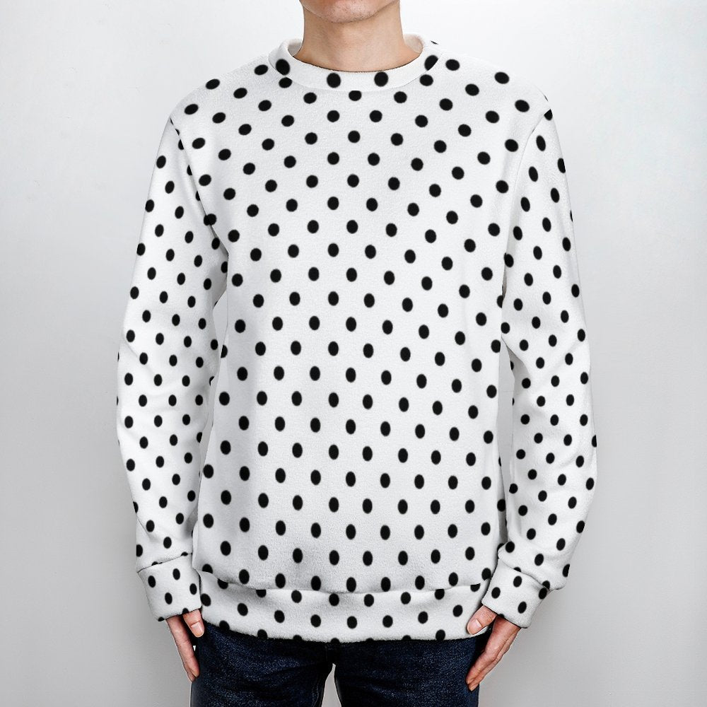 White With Black Polka Dots Unisex Crewneck Sweater