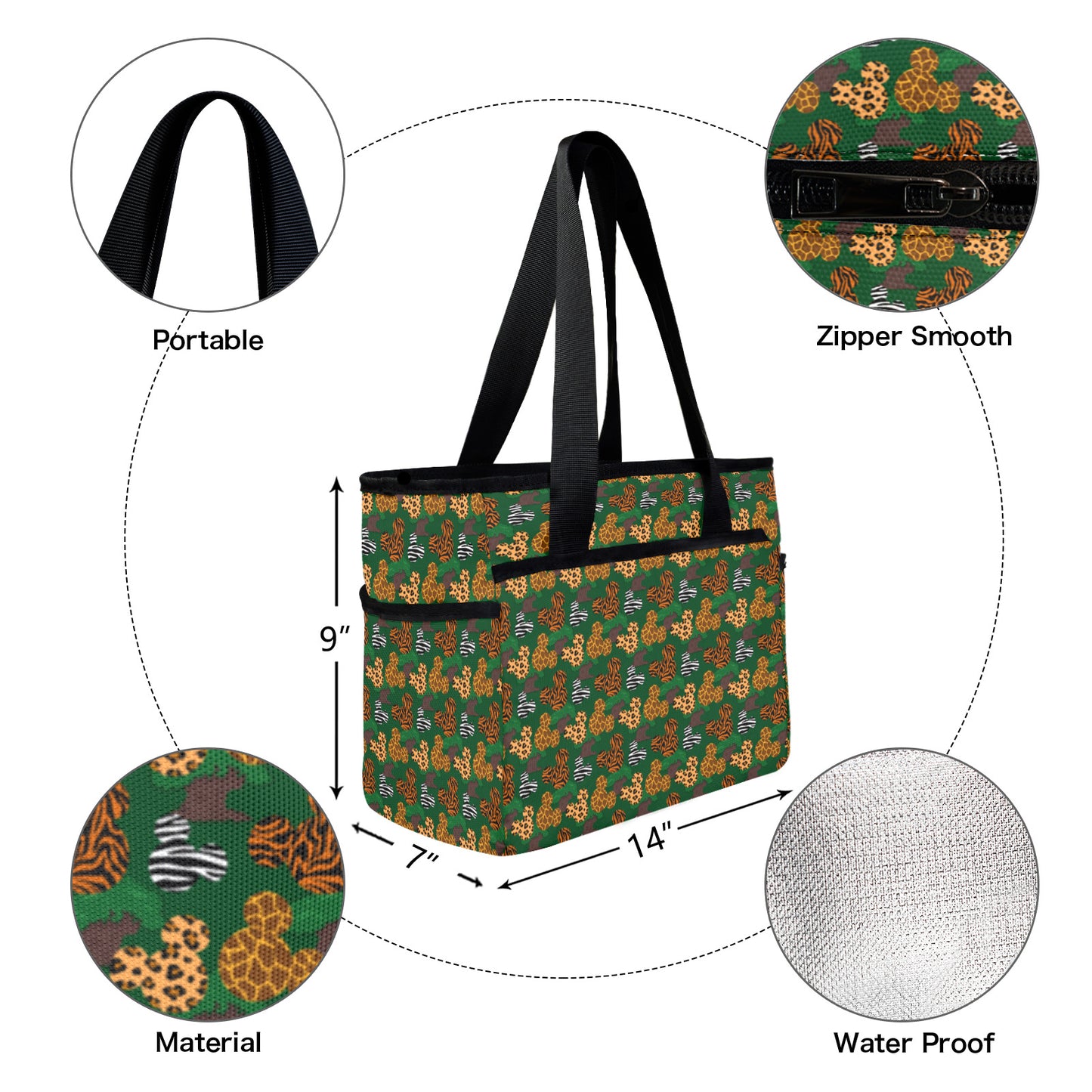 Animal Prints Large Capacity Insulated Tote Bag