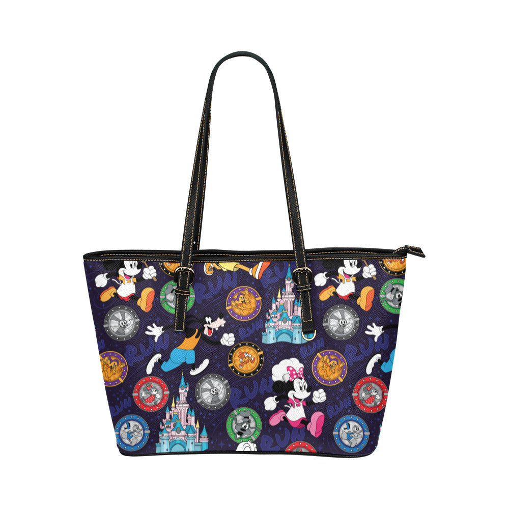 Mickey Wine And Dine Race Leather Tote Bag