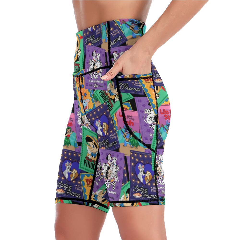 Classic Posters Women's Knee Length Athletic Yoga Shorts With Pockets