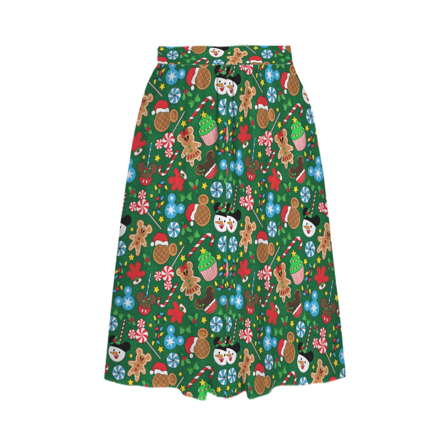 Christmas Snacks Elastic Waist Midi Skirt With Pockets