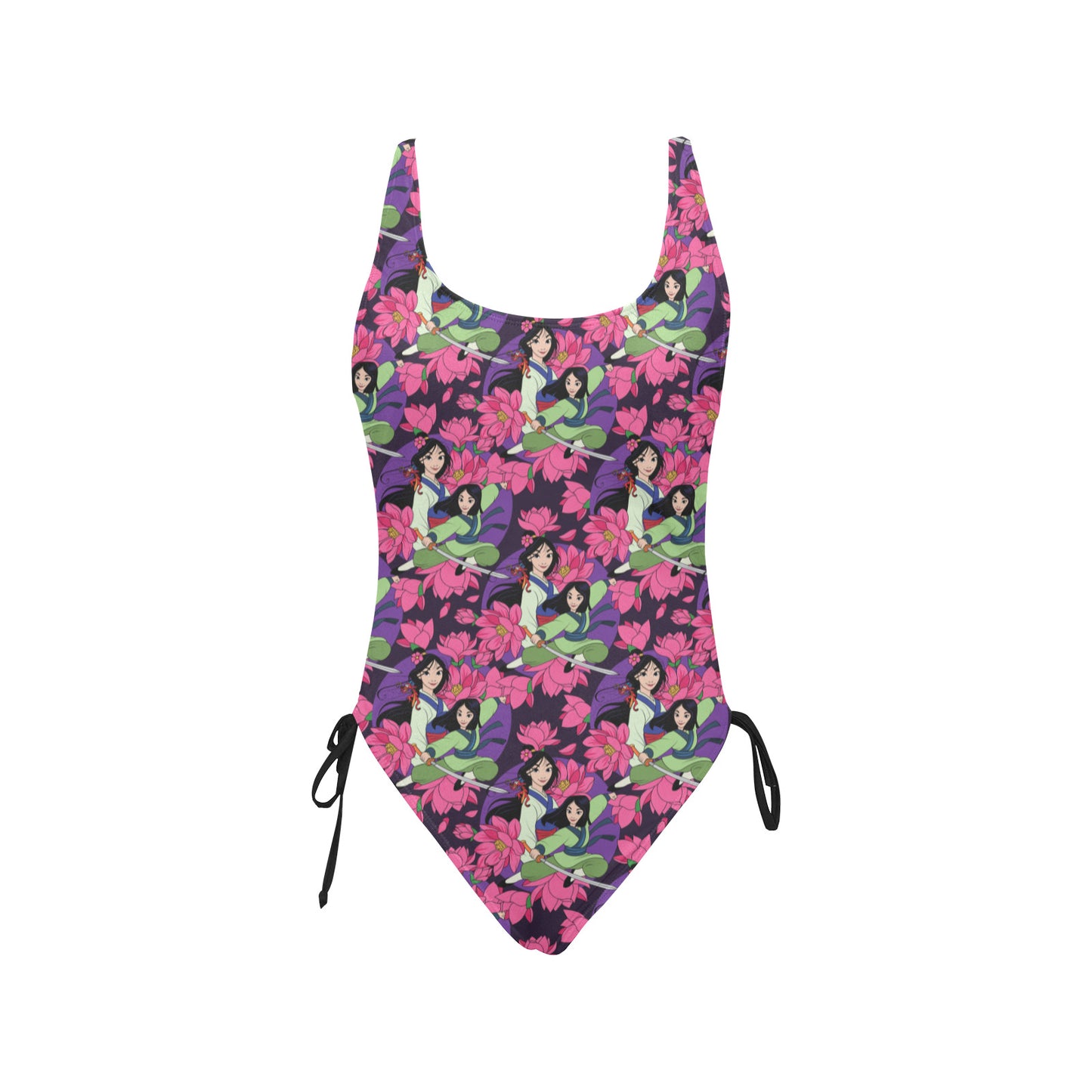 Disney Mulan Blooming Flowers Drawstring Side Women's One-Piece Swimsuit