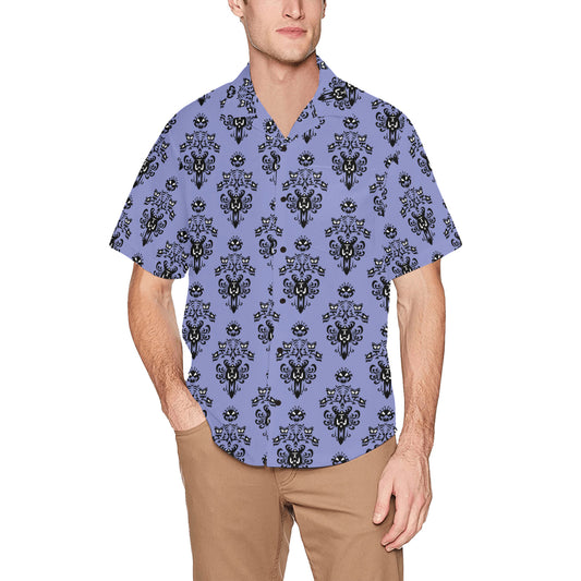 Haunted Mansion Wallpaper Hawaiian Shirt With Chest Pocket