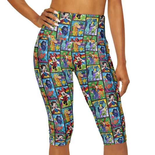 Stained Glass Characters Athletic Capri Leggings