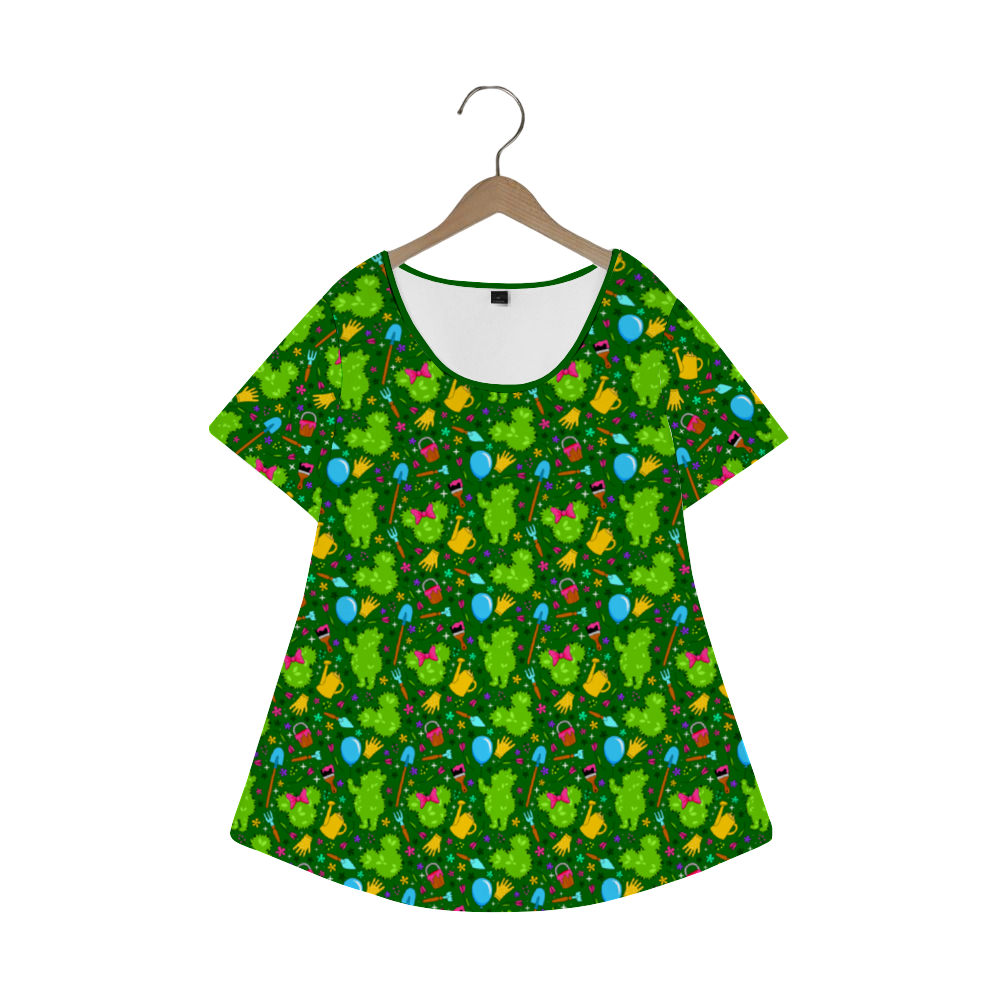 Flower And Garden Women's Crew Neck Loose Tunic