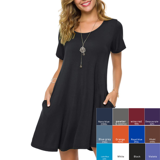 Ambrie Swing Dress With Pockets - Solid Colors - PRESALE LAST DAY TO ORDER 4/30/2024