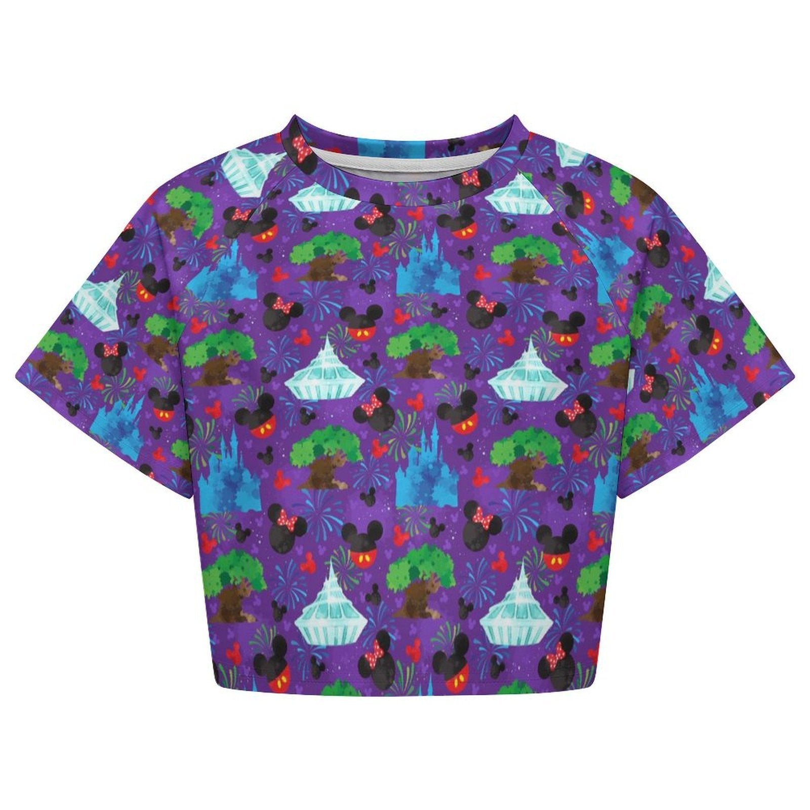 All Over Print Cropped Ralgan T-Shirt - Ambrie