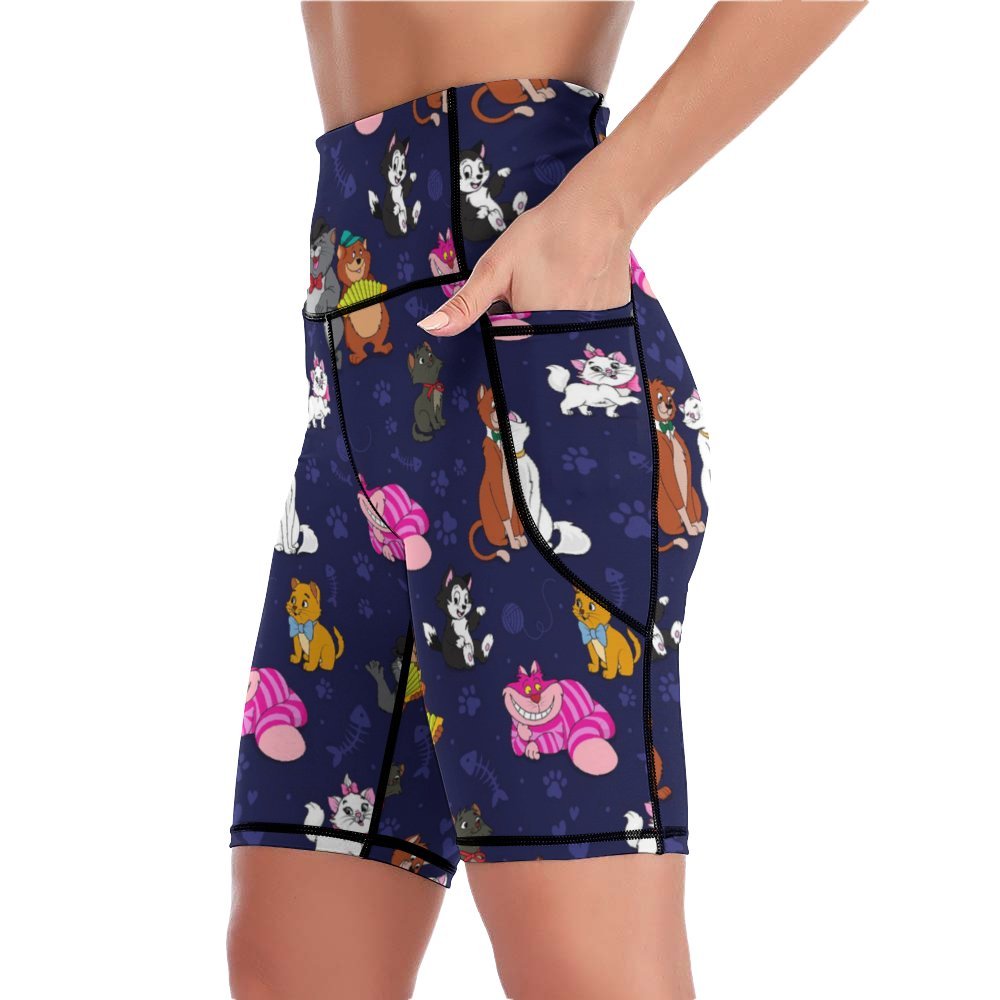 Cat Favorites Women's Knee Length Athletic Yoga Shorts With Pockets