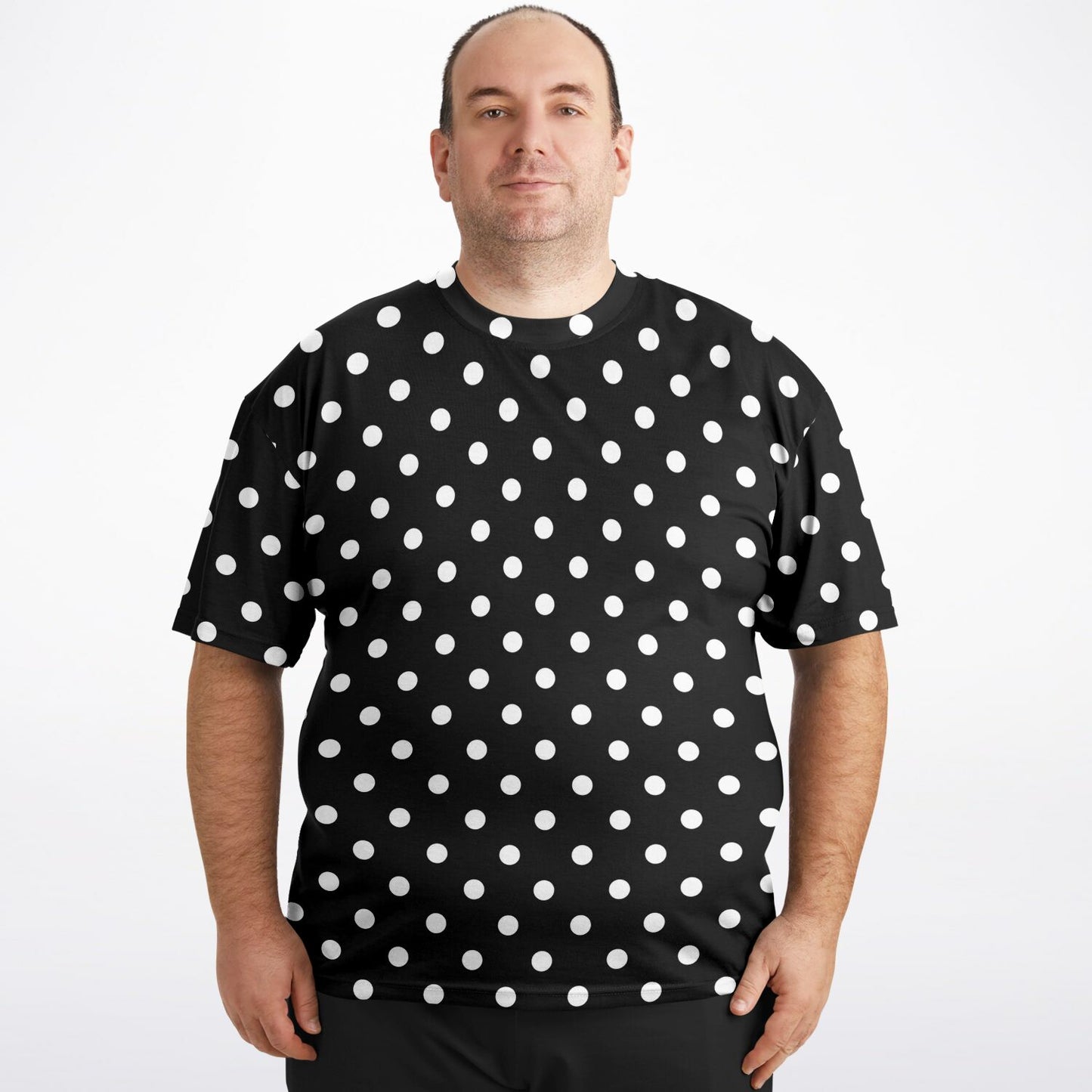 Black With White Polka Dots Unisex Plus-size T-Shirt