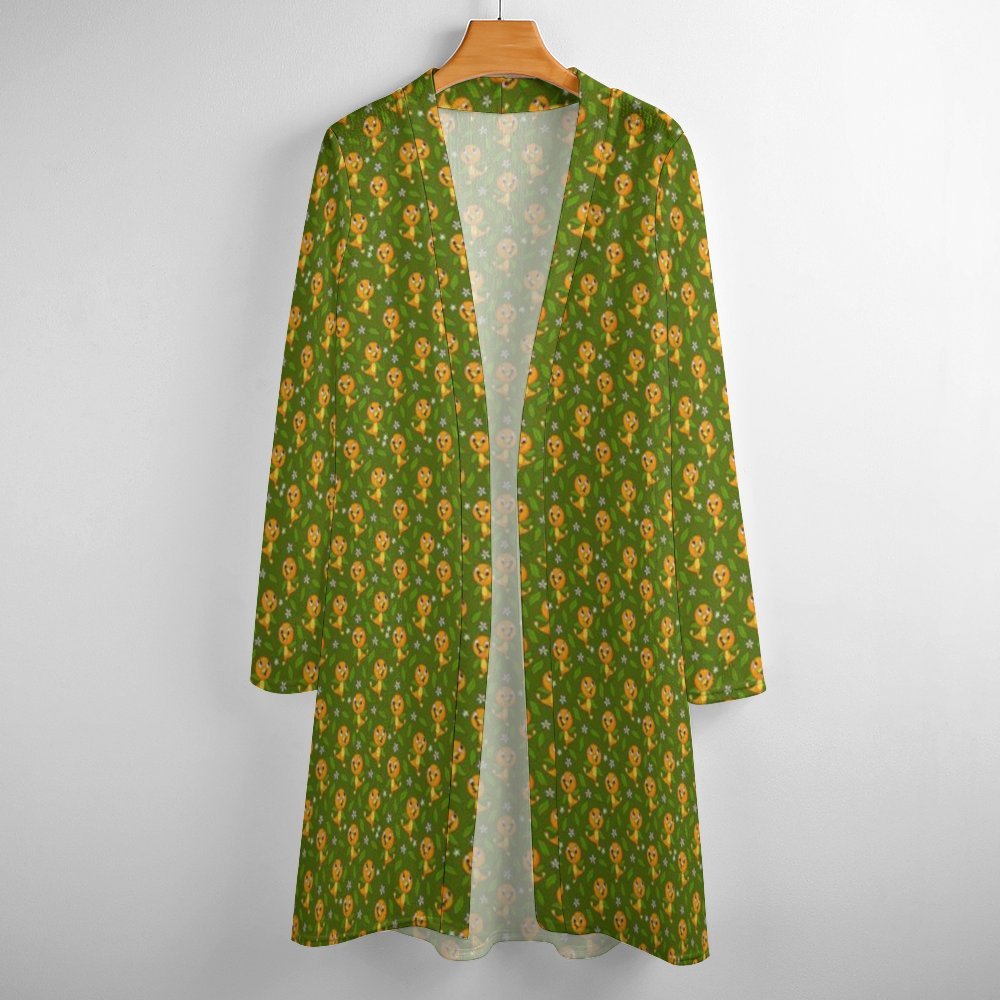 Orange Bird Women's Mid-Length Cardigan