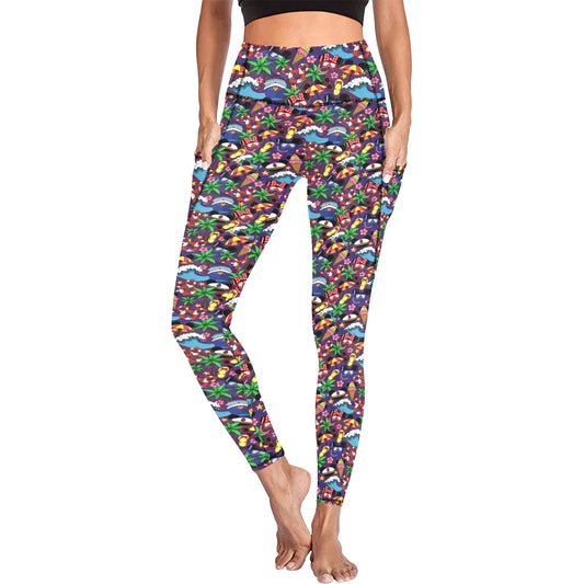 Mickey And Minnie Cruise Women's Athletic Leggings Wth Pockets