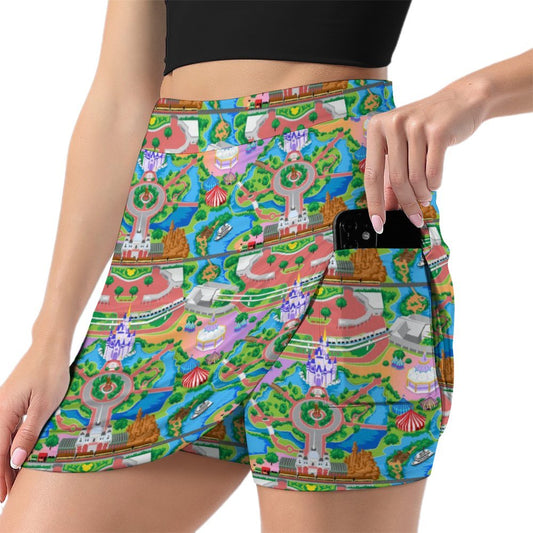 Park Map Athletic A-Line Skirt With Pocket