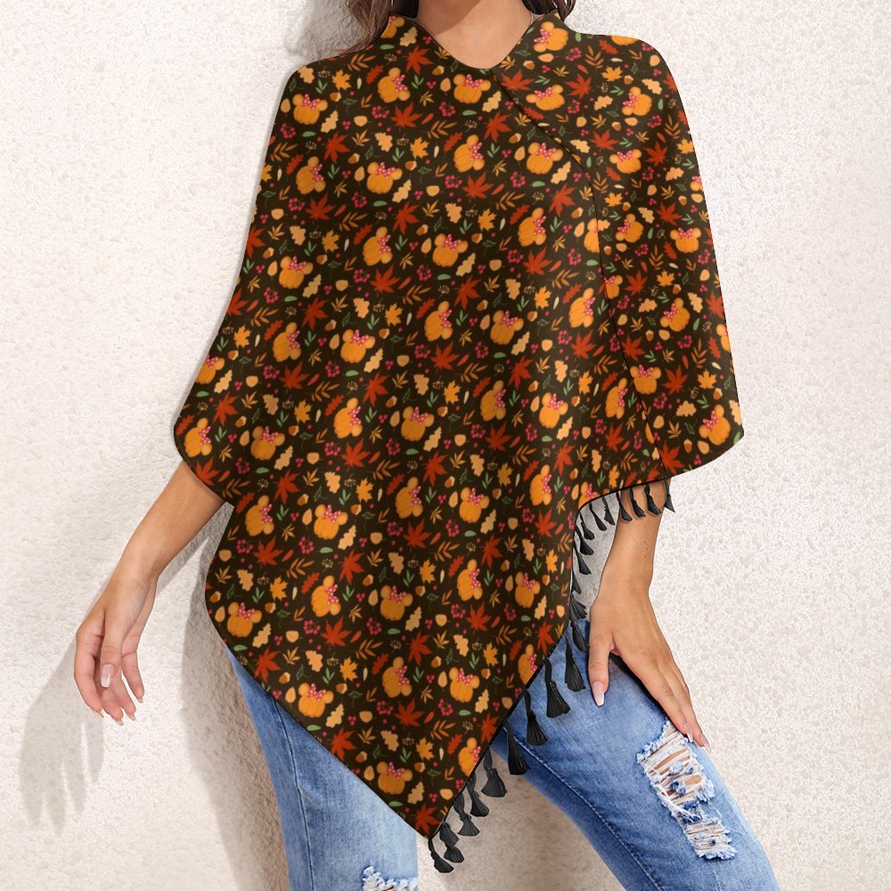 Fall Pumpkins Tassel Cape