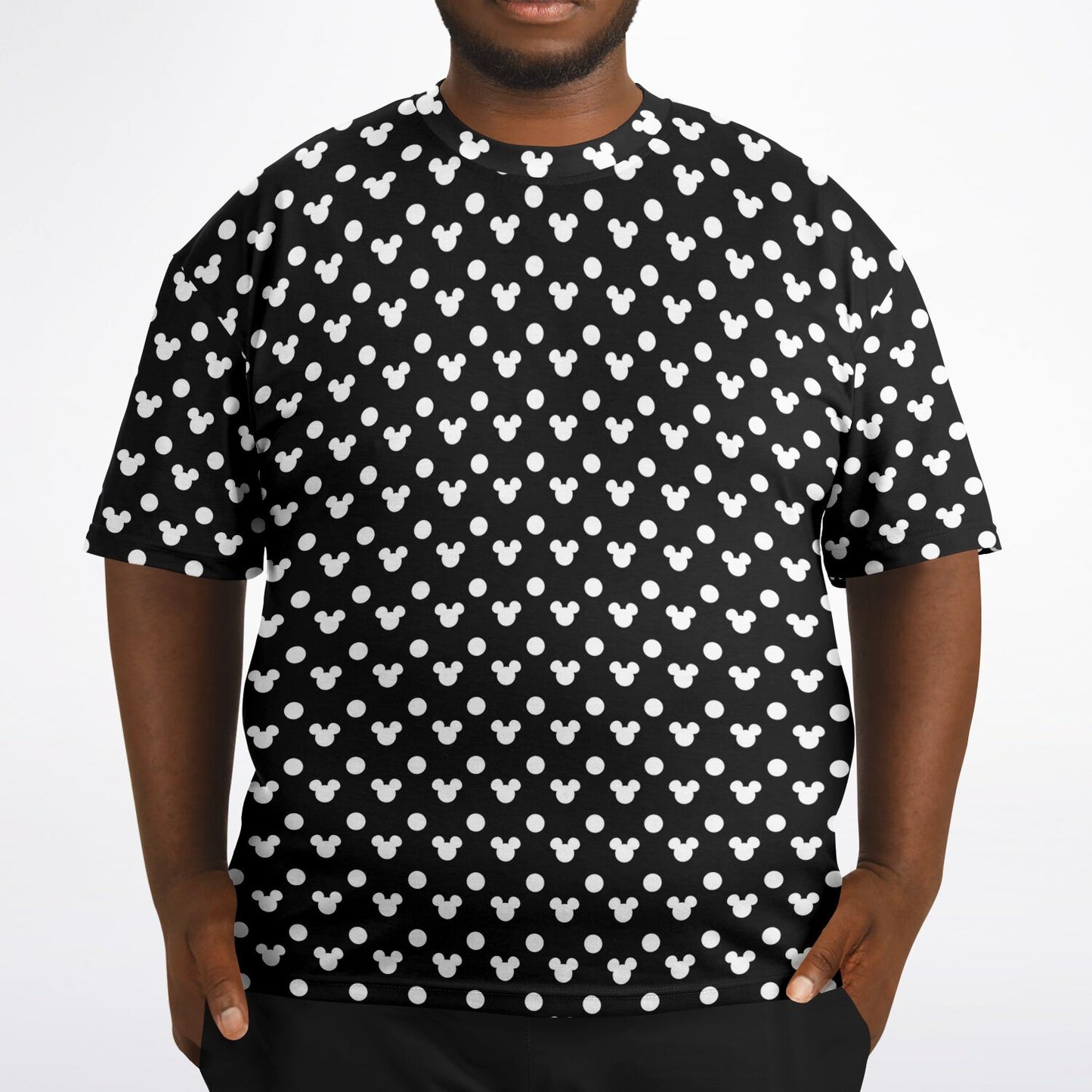 Black With White Mickey Polka Dots Unisex Plus-size T-Shirt