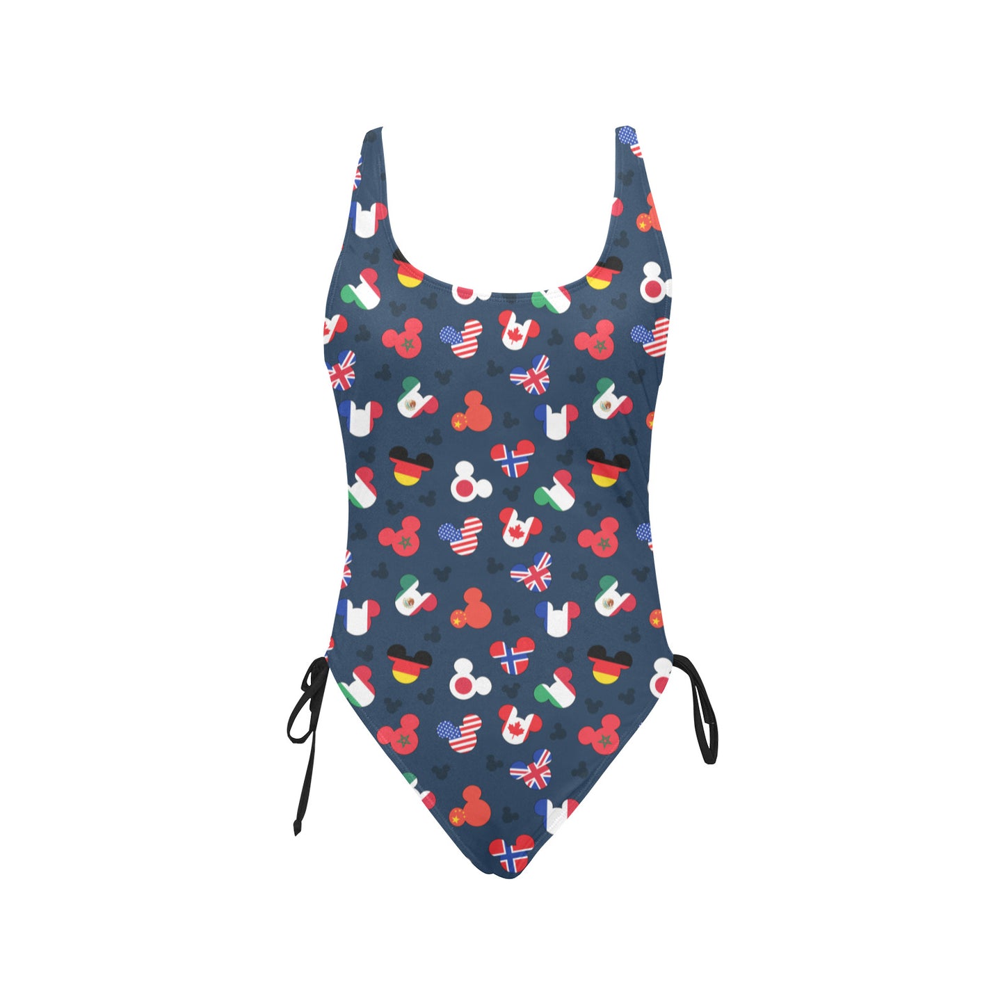 Mickey Flags Drawstring Side Women's One-Piece Swimsuit