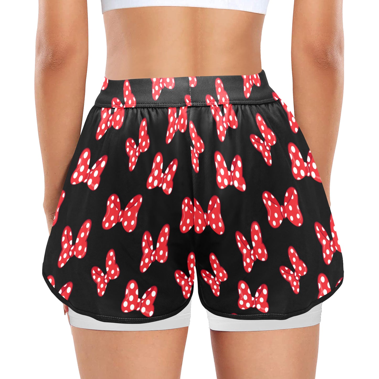 Polka Dot Bows Women's Sports Shorts With Compression Liner