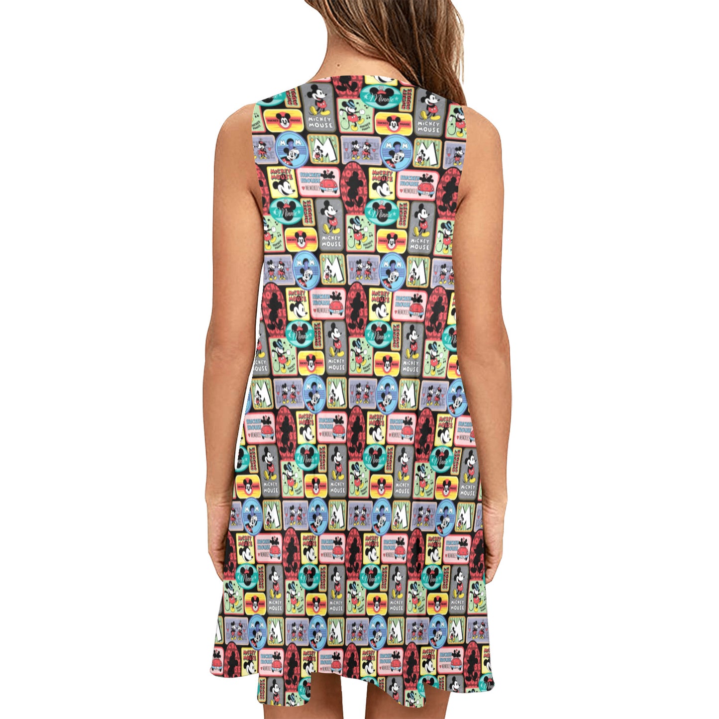 Mickey Stickers Sleeveless A-Line Pocket Dress