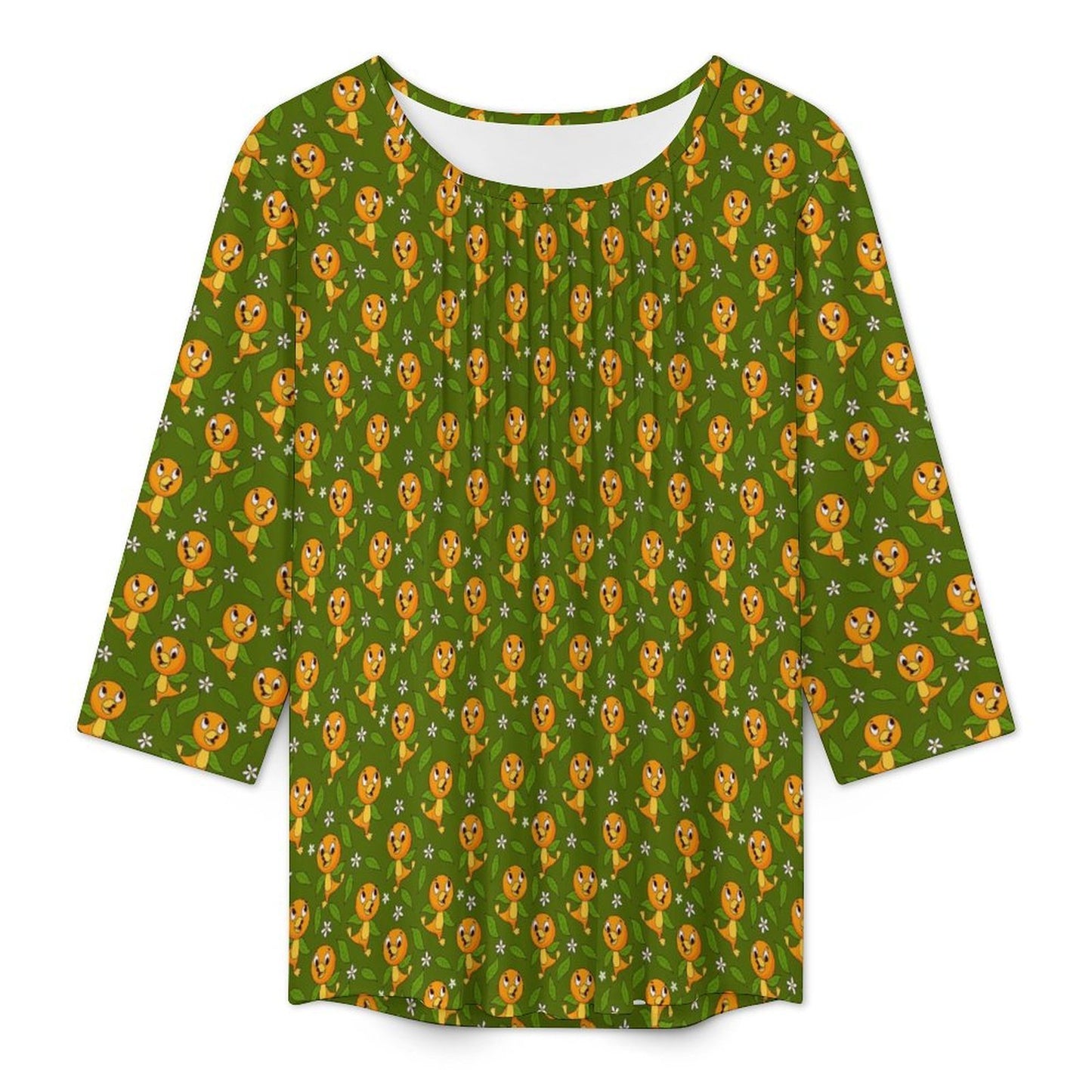 Orange Bird Women's 3/4 Sleeve Pleated Tunic Top - Ambrie