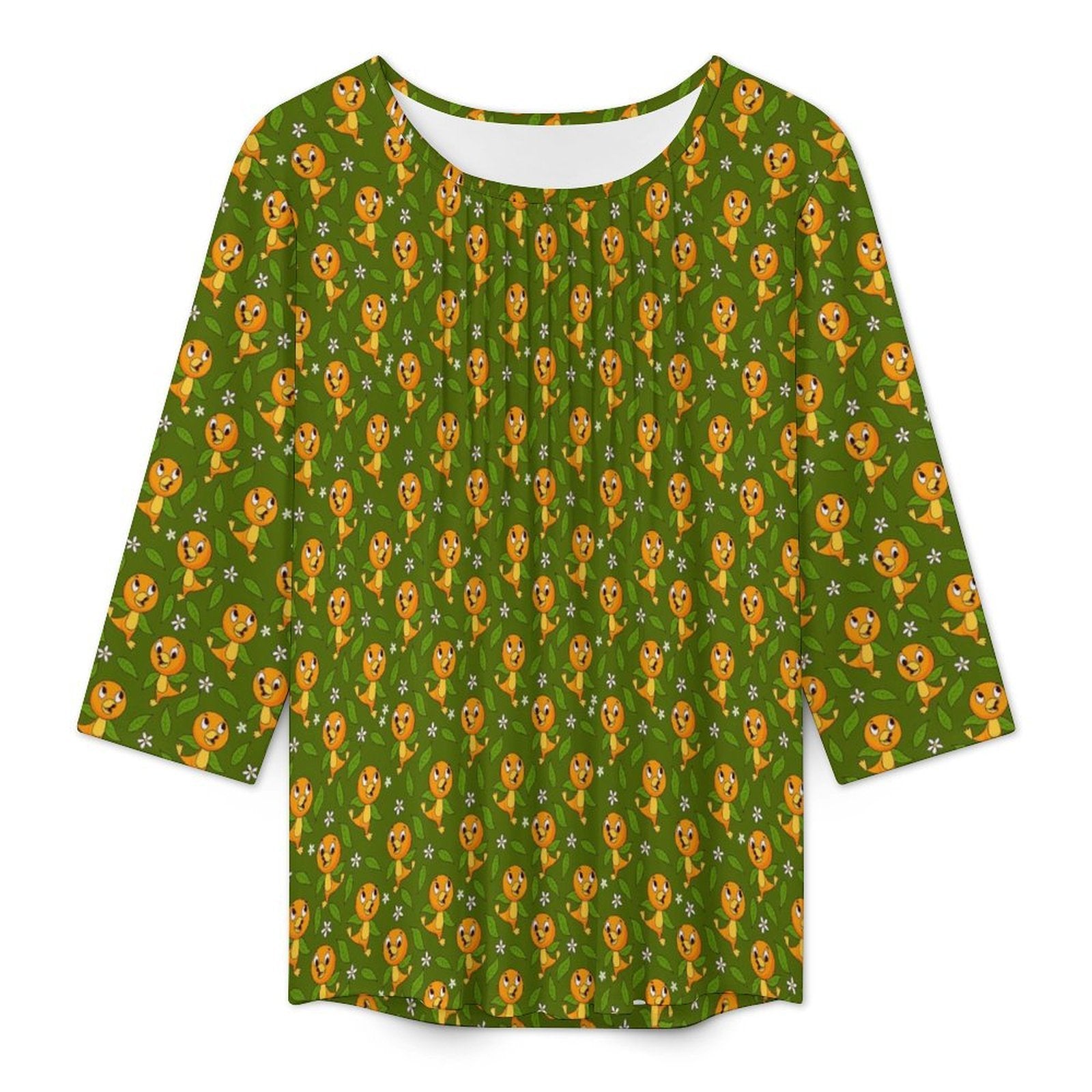 Orange Bird Women's 3/4 Sleeve Pleated Tunic Top - Ambrie