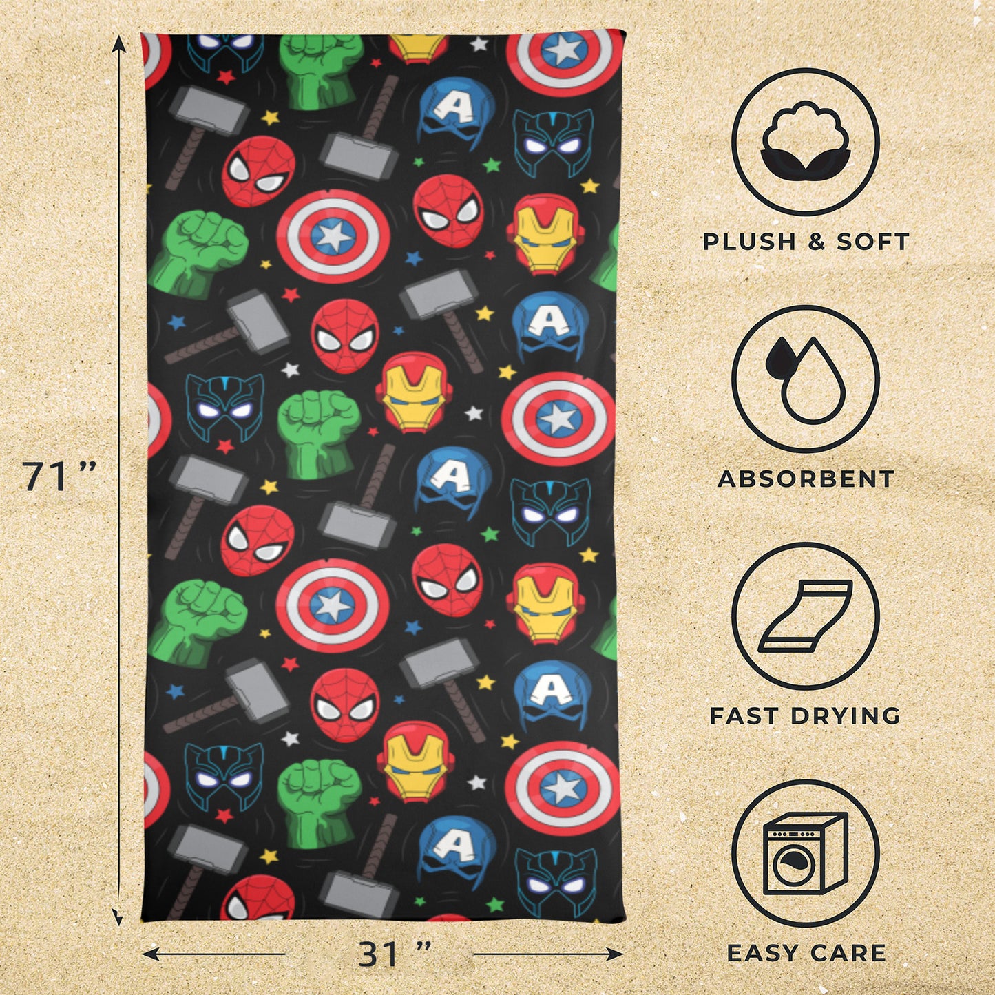 Super Heroes Beach Towel