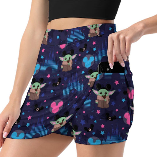 Baby Yoda Castles Athletic A-Line Skirt With Pocket