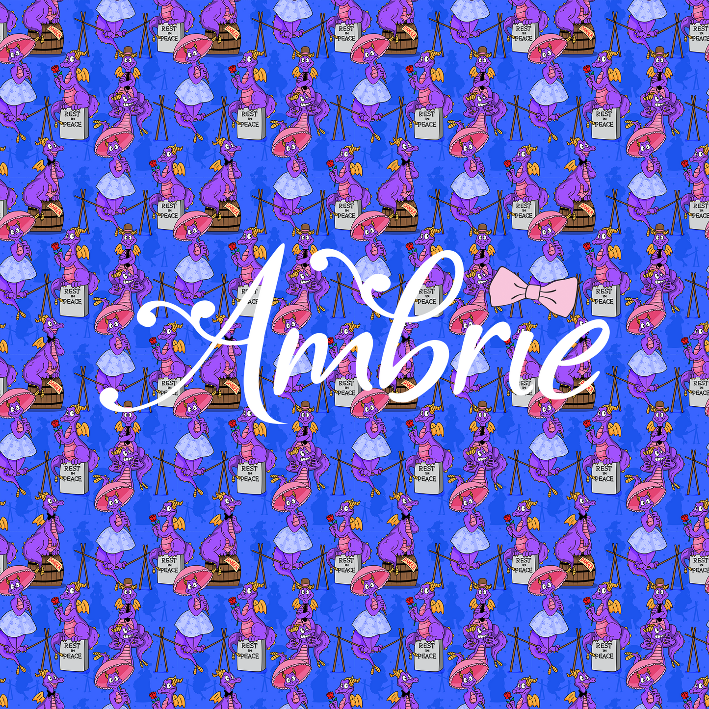 Haunted Mansion Figment Seamless Pattern, Magical Cartoon Seamless pattern, Fabric Sublimation