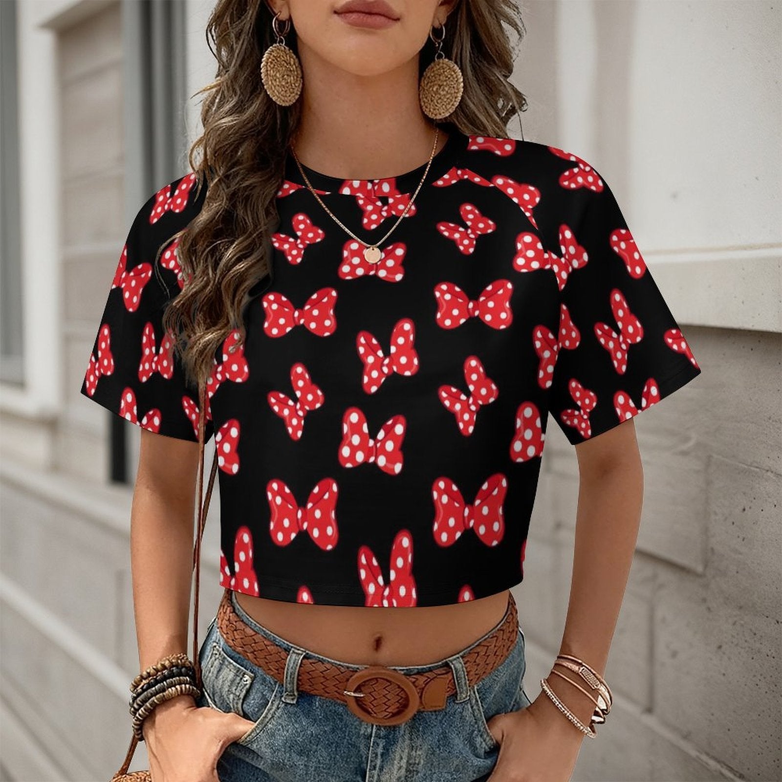 All Over Print Cropped Ralgan T-Shirt - Ambrie
