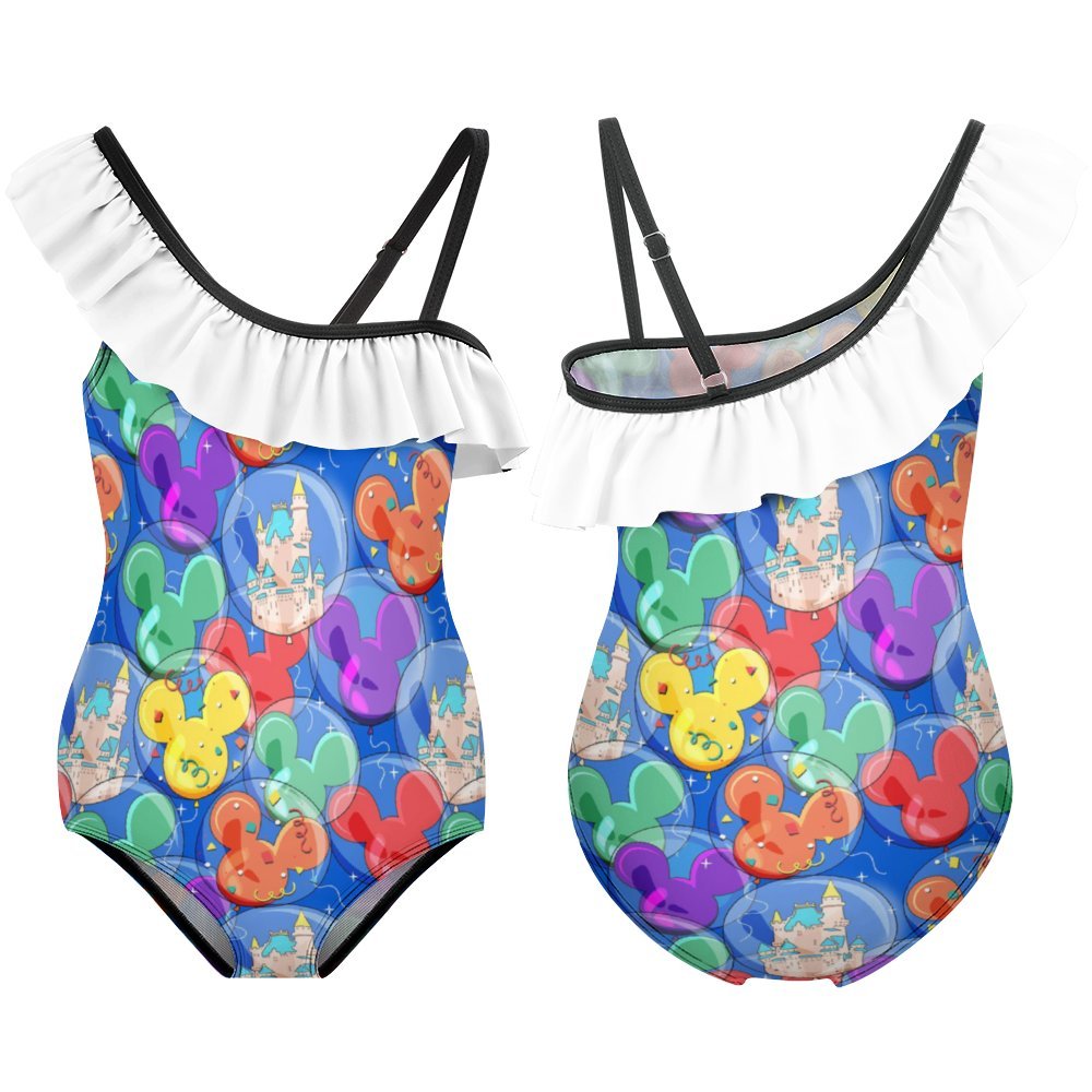 Balloon Collector Girls Flounce One-Piece Swimsuit