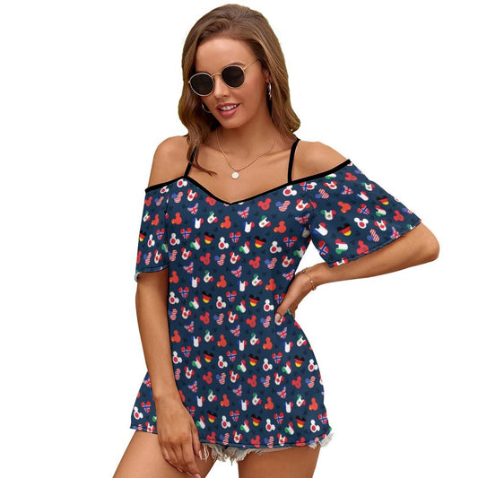 Mickey Flags Women's Off-Shoulder Cold Shoulder Camisole Top