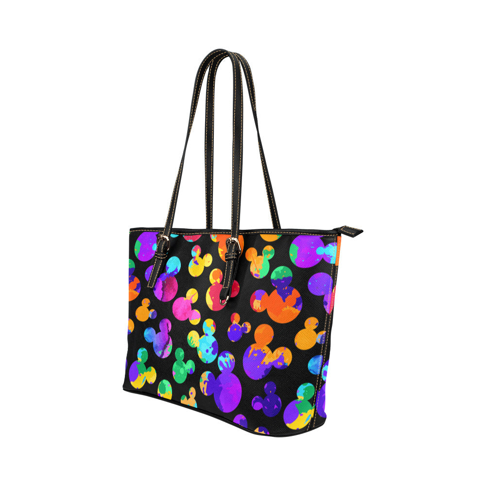 Watercolor Leather Tote Bag