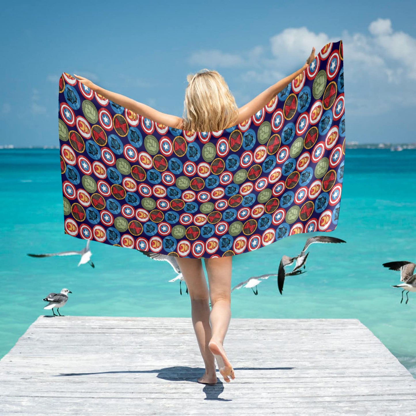 Super Hero Shields Beach Towel