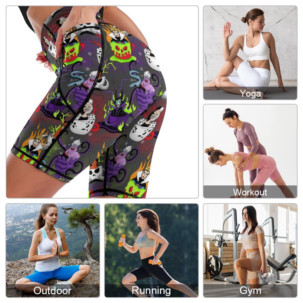 Villain Tea Cups Women's Knee Length Athletic Yoga Shorts With Pockets