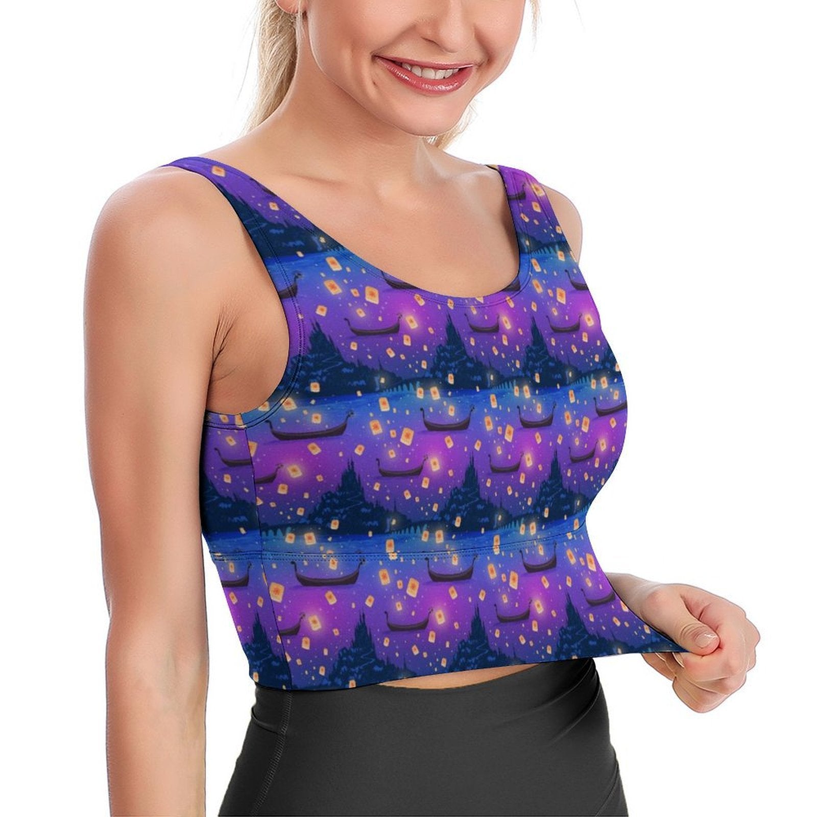 Floating Lanterns Women's Crop Tank Top - Ambrie