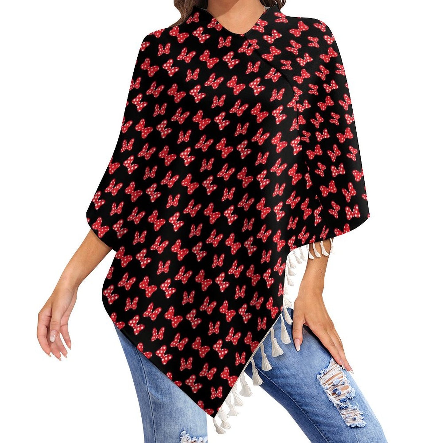 Polka Dot And Bows Tassel Cape