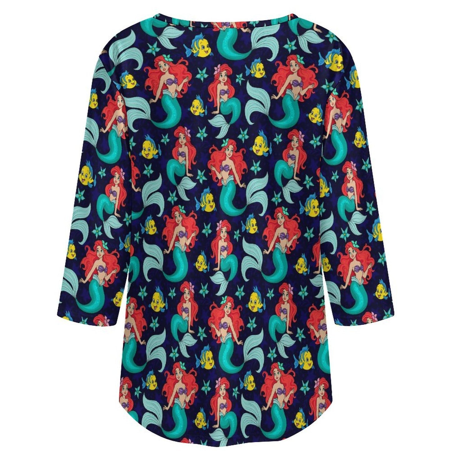 Little Mermaid Women's 3/4 Sleeve Pleated Tunic Top - Ambrie