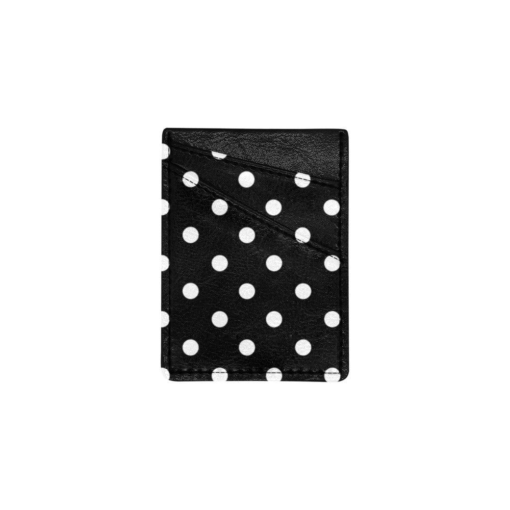Black With White Polka Dots Cell Phone Card Holder