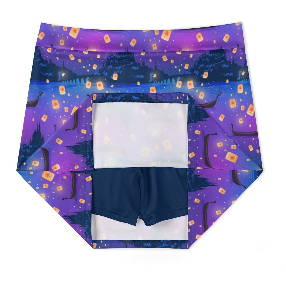 Floating Lanterns Athletic A-Line Skirt With Pocket Solid Shorts