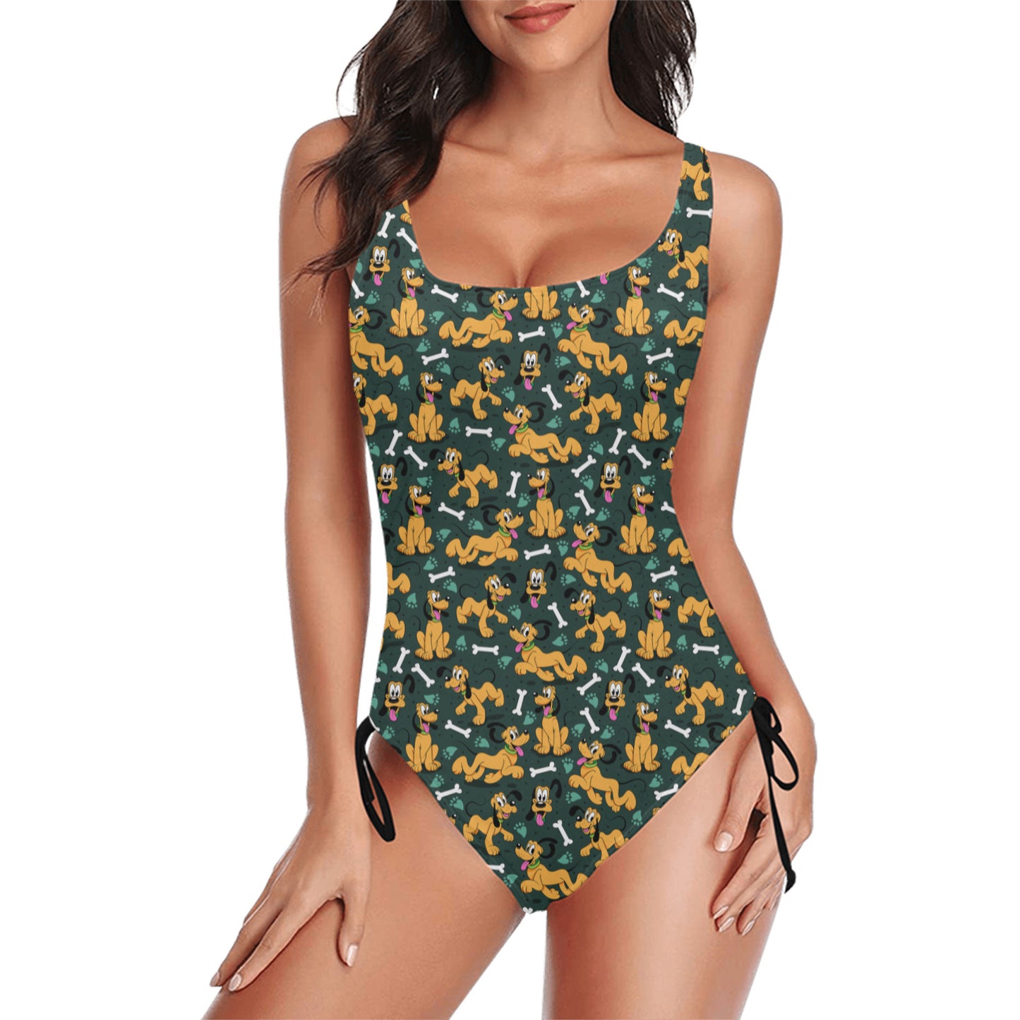 Disney Pluto Life Is Better With A Dog Drawstring Side Women's One-Piece Swimsuit