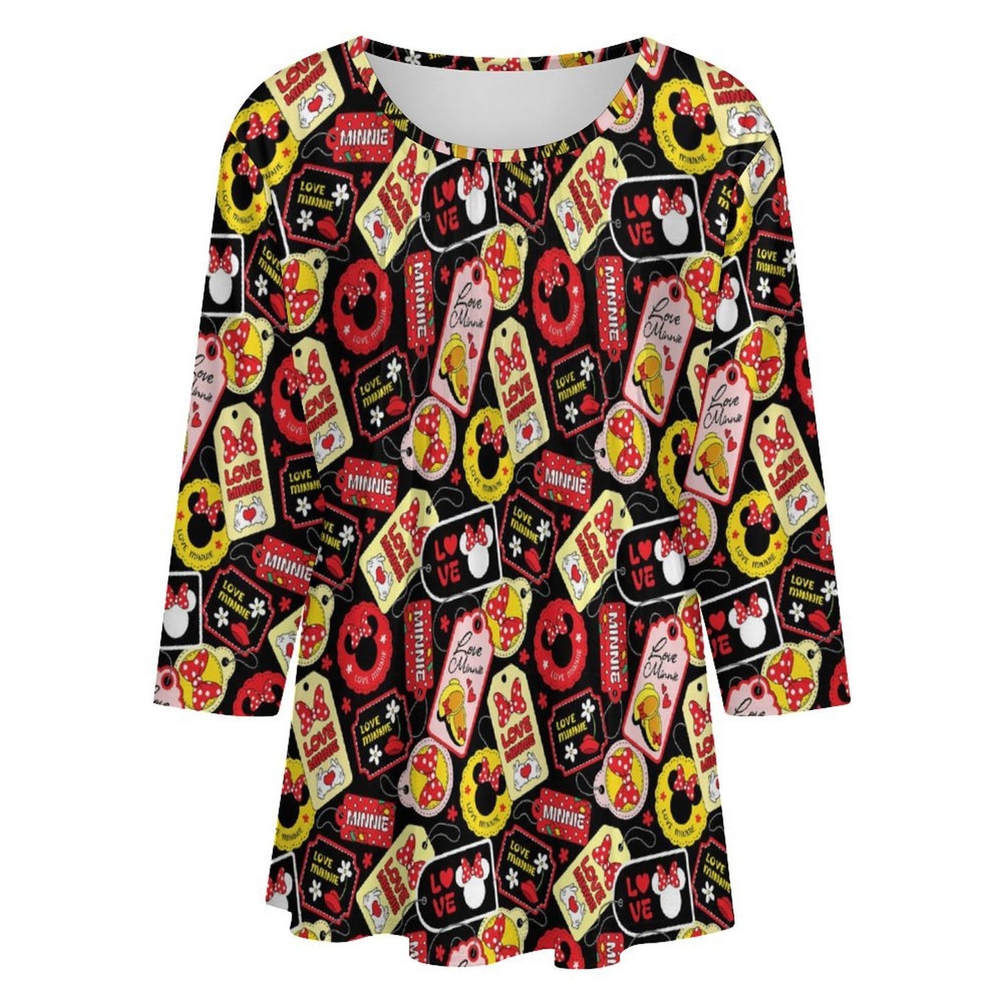 Minnie Tags Women's 3/4 Sleeve Pleated Tunic Top - Ambrie