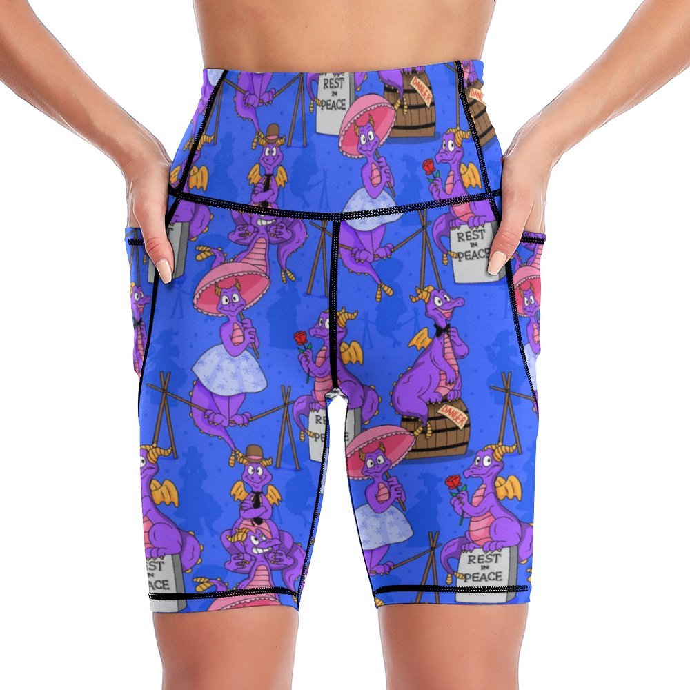Haunted Mansion Figment Women's Knee Length Athletic Yoga Shorts With Pockets