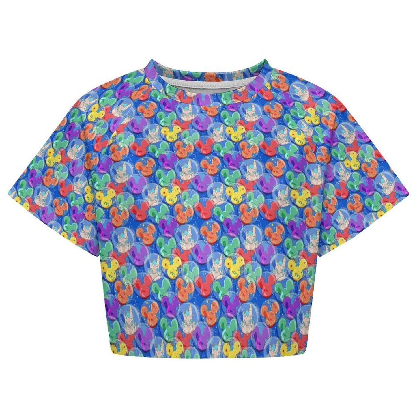All Over Print Cropped Ralgan T-Shirt - Ambrie