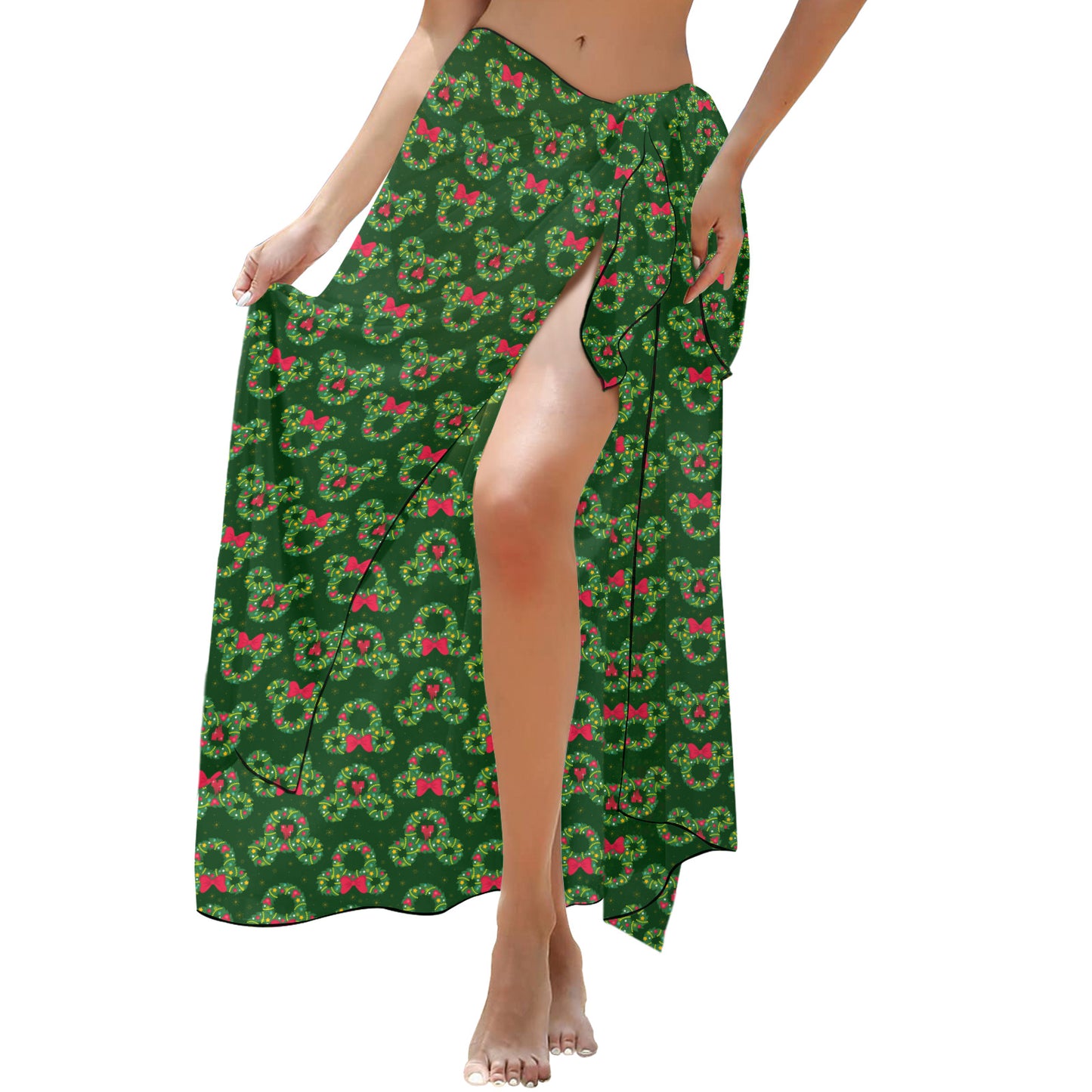 Christmas Wreaths Long Beach Sarong Wrap