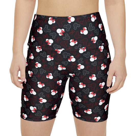 Mickey And Minnie Dots Women's Athletic Workout Shorts