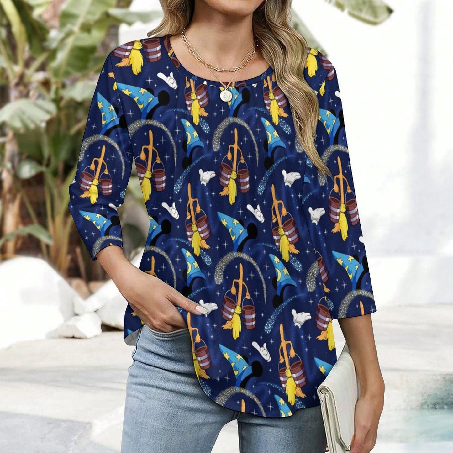 Sorcerer Women's 3/4 Sleeve Pleated Tunic Top - Ambrie